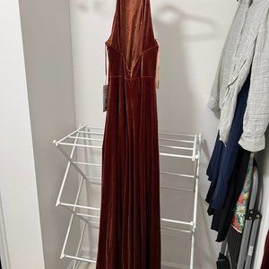 Revelry Velvet Bridesmaid Dress, Tori, Size 2, Terracotta